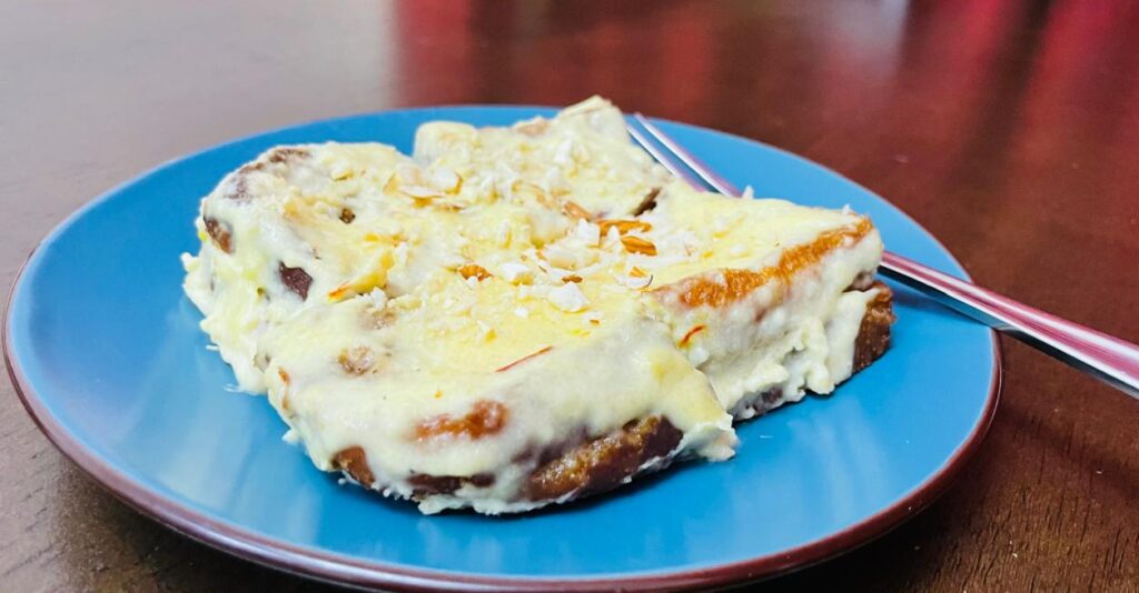 Delicious image of shahi tukda with nuts on it, best shahi tukda near me